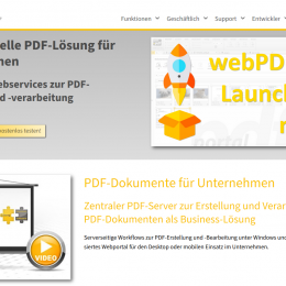 Screenshot der neuen webPDF Website